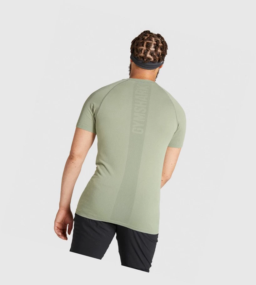 Camiseta Gymshark Aspect Ligeros Seamless Hombre Verdes Claro | KYNCTOF-98