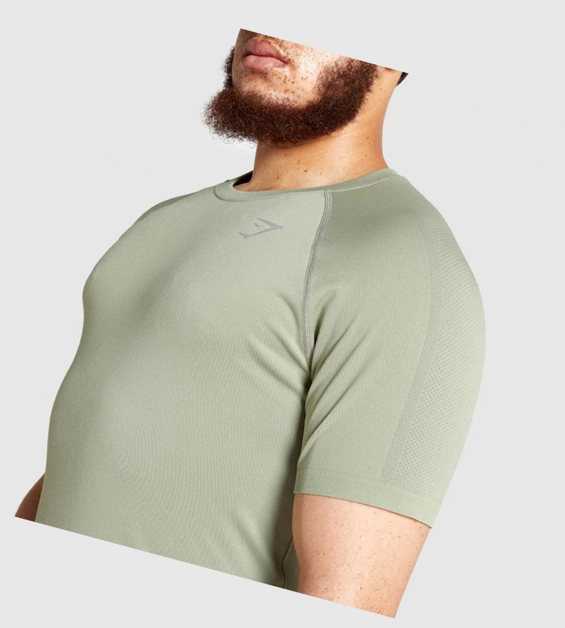 Camiseta Gymshark Aspect Ligeros Seamless Hombre Verdes Claro | KYNCTOF-98