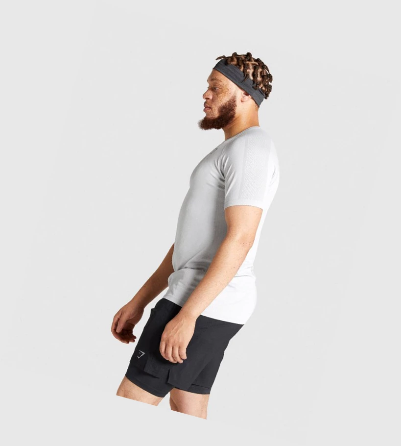 Camiseta Gymshark Aspect Ligeros Seamless Hombre Grises Claro | ZTEGBQD-67