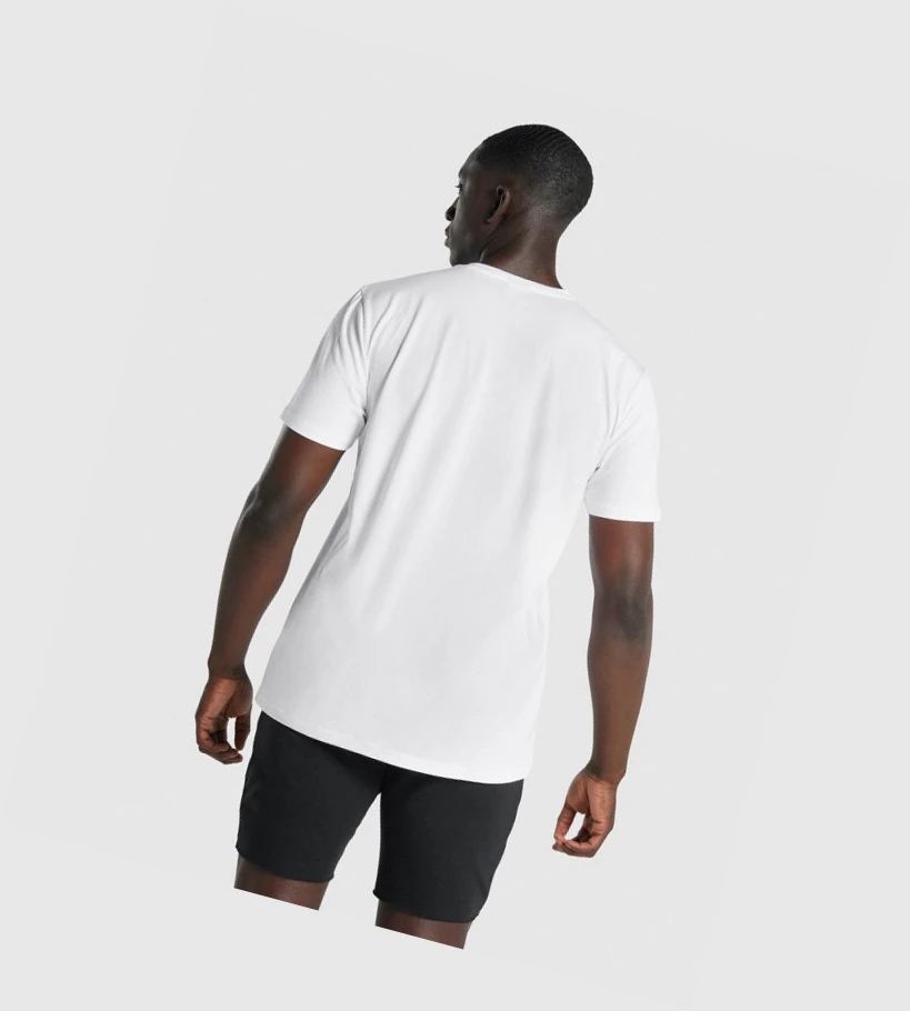 Camiseta Gymshark Block Infill Hombre Blancos | UFZLXCK-35