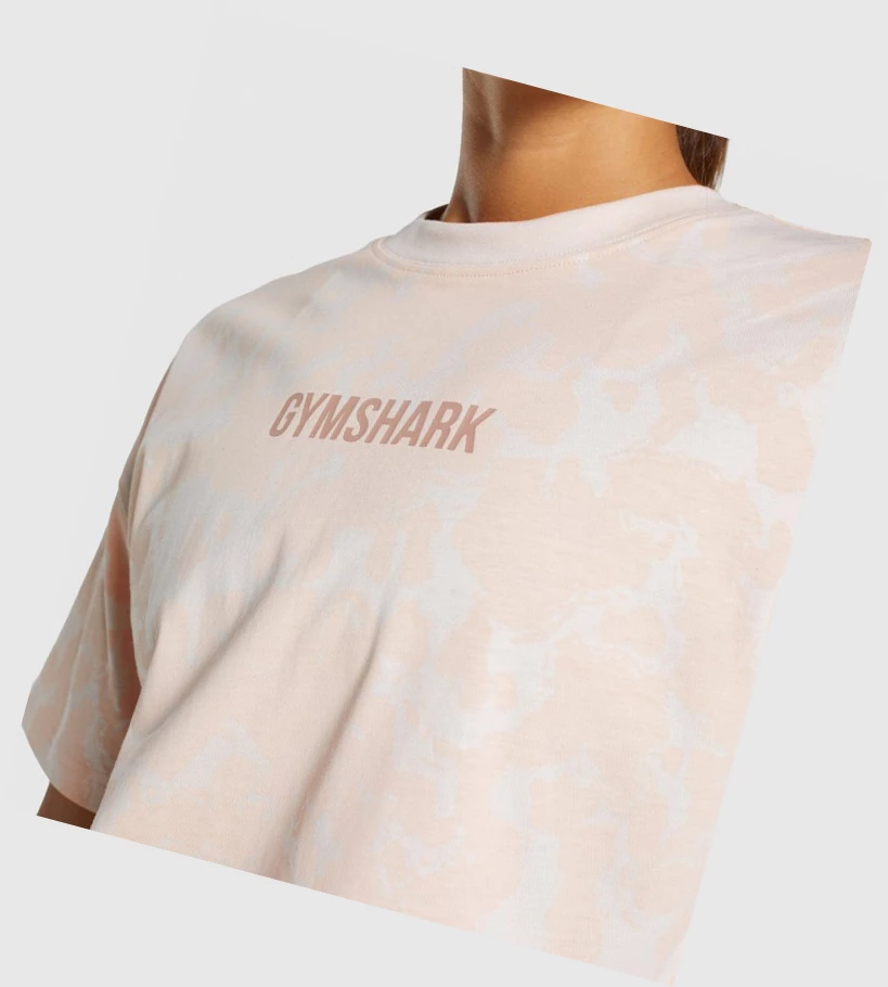 Camiseta Gymshark Camo Estampados Oversized Mujer Creme Marrom Claro | LBXVDAP-90