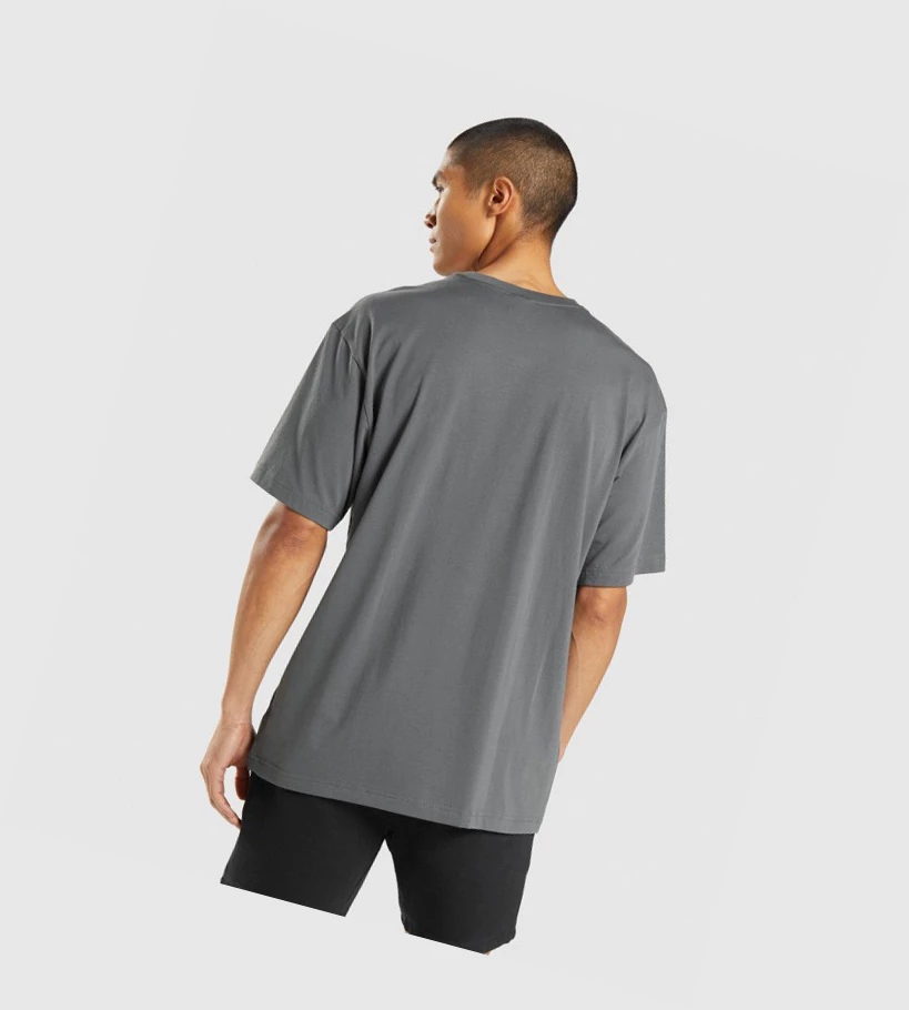 Camiseta Gymshark Central Oversized Hombre Grises | BJLSAXP-19