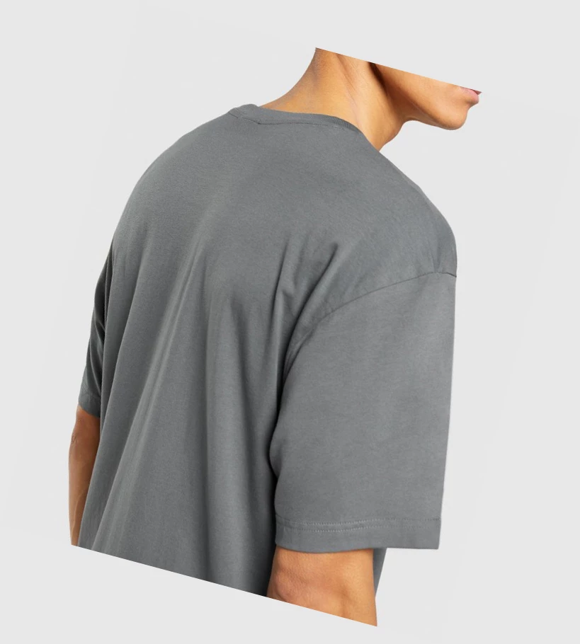 Camiseta Gymshark Central Oversized Hombre Grises | BJLSAXP-19