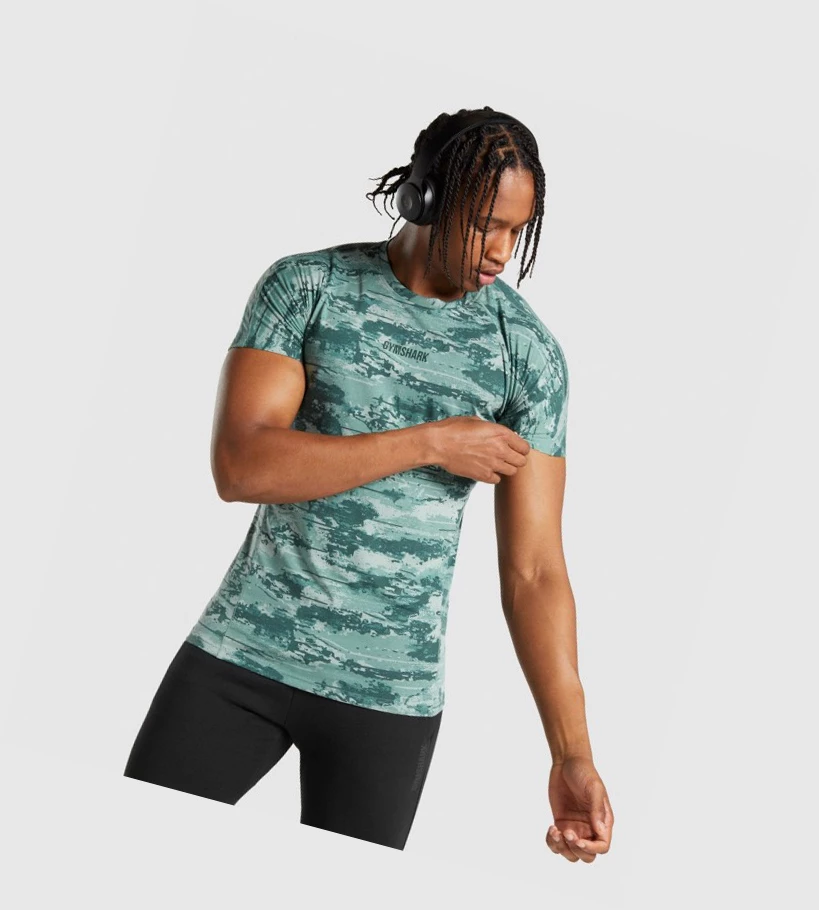 Camiseta Gymshark Chalk Hombre Verdes Claro | HLZMSGE-19