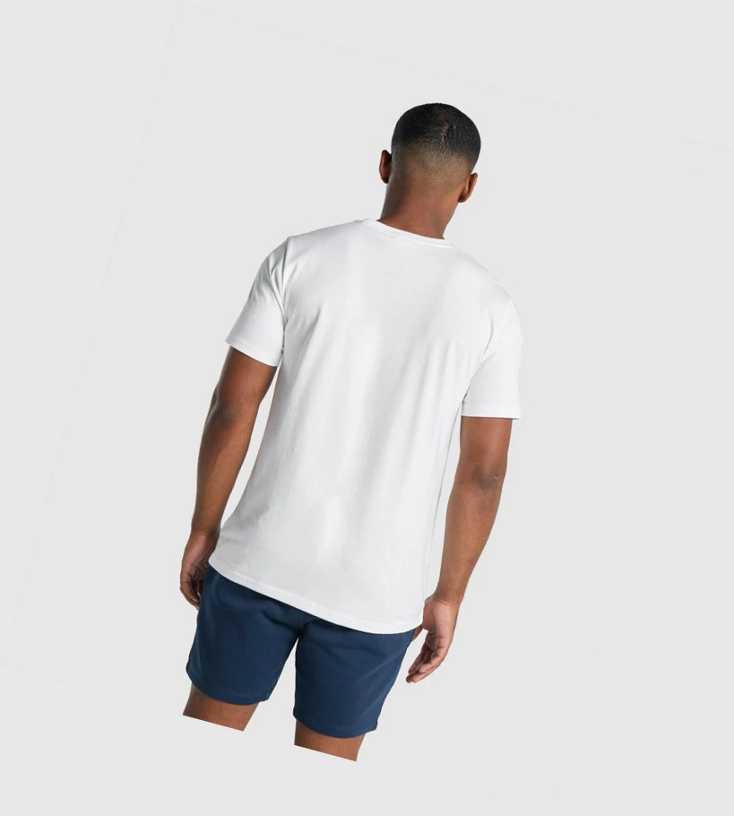 Camiseta Gymshark Crest Hombre Blancos | AOMFUHZ-04