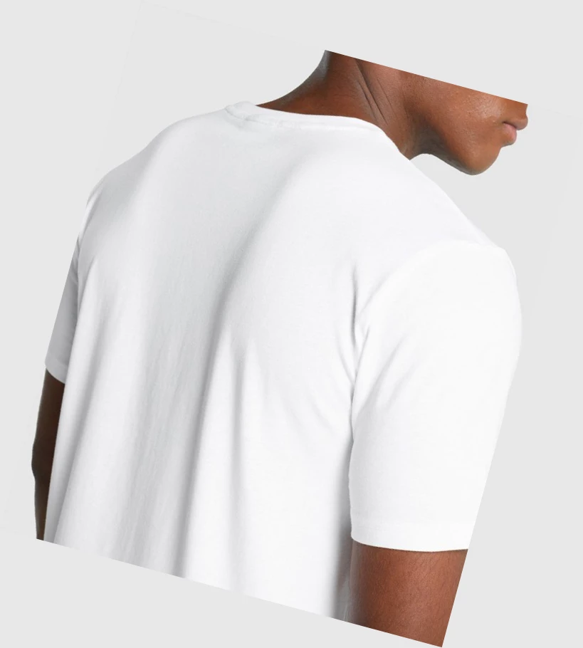 Camiseta Gymshark Crest Hombre Blancos | AOMFUHZ-04