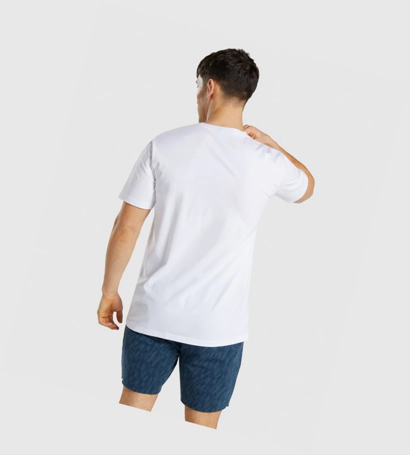 Camiseta Gymshark Critical Regular Fit Hombre Blancos | DGHJWIQ-47