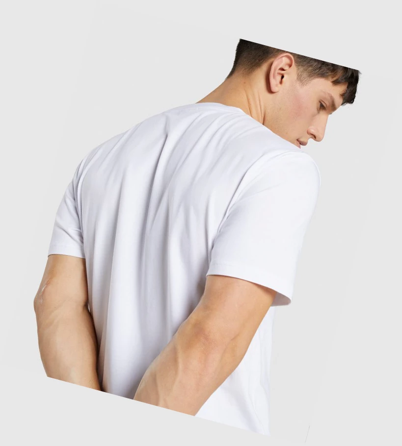 Camiseta Gymshark Critical Regular Fit Hombre Blancos | DGHJWIQ-47