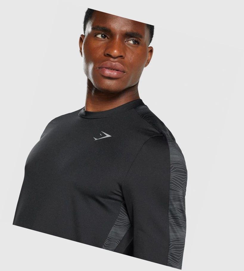 Camiseta Gymshark Deporte Crew Hombre Negros | RSCLTIH-48