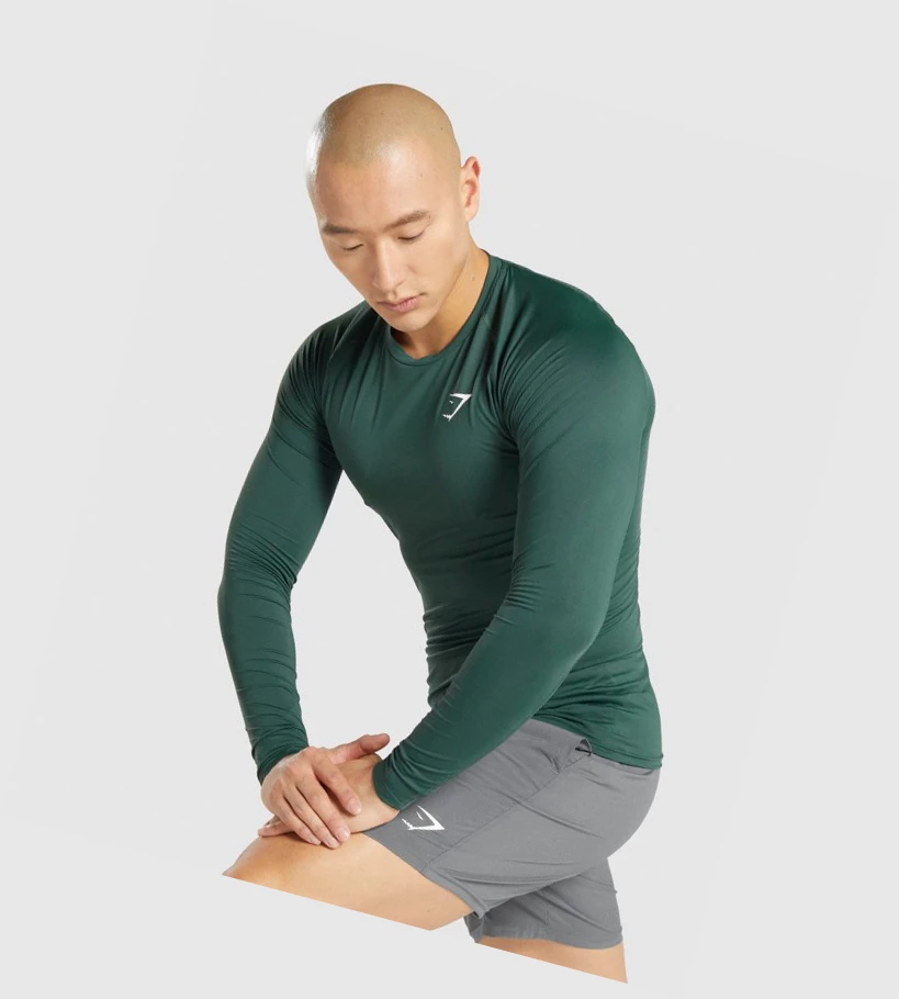 Camiseta Gymshark Element Baselayer Hombre Verdes Oscuro | ANKBHZM-85