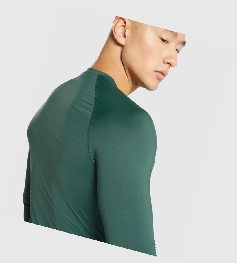 Camiseta Gymshark Element Baselayer Hombre Verdes Oscuro | ANKBHZM-85