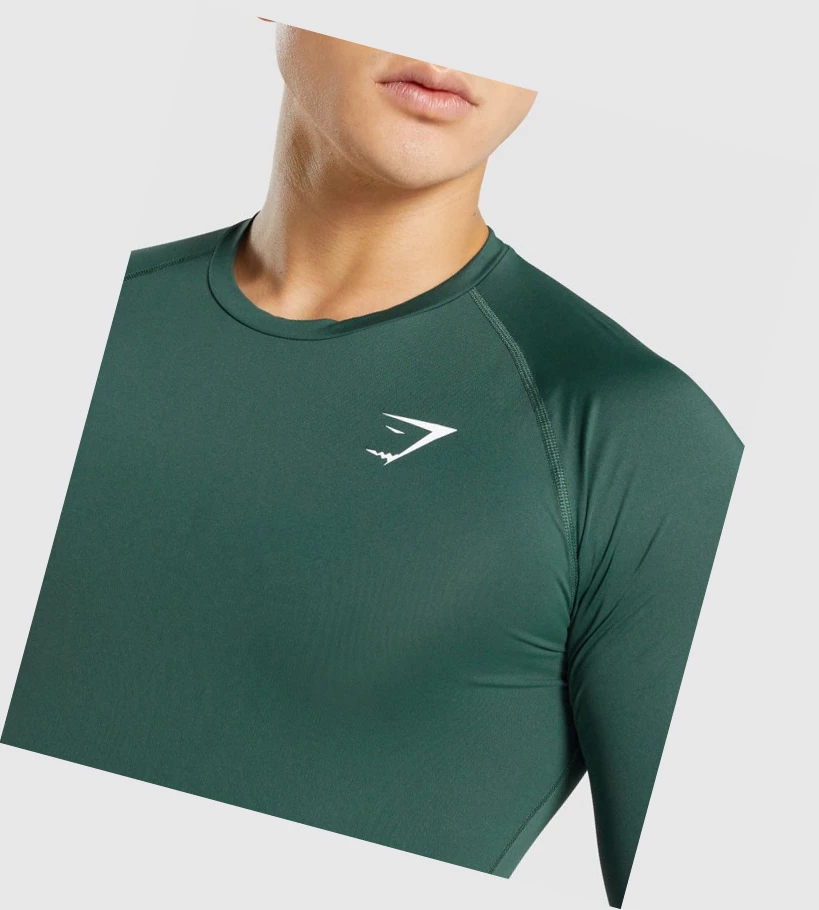 Camiseta Gymshark Element Baselayer Hombre Verdes Oscuro | ANKBHZM-85