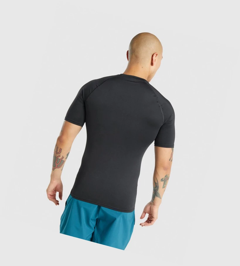 Camiseta Gymshark Element Baselayer Hombre Negros | APJGVWO-12