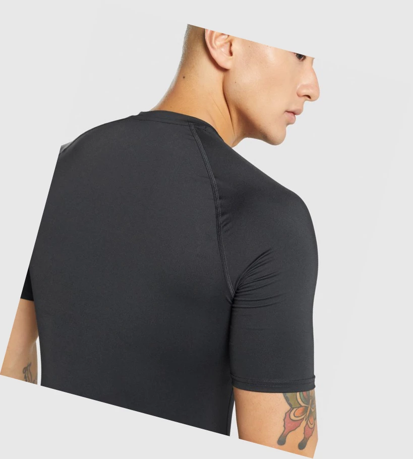 Camiseta Gymshark Element Baselayer Hombre Negros | APJGVWO-12