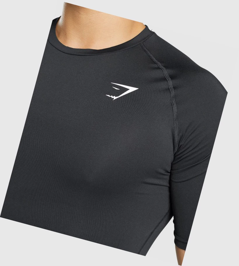 Camiseta Gymshark Element Baselayer Hombre Negros | APJGVWO-12