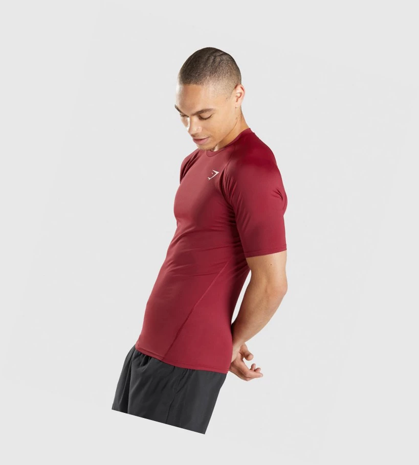 Camiseta Gymshark Element Baselayer Hombre Vino | LVJTEPF-94