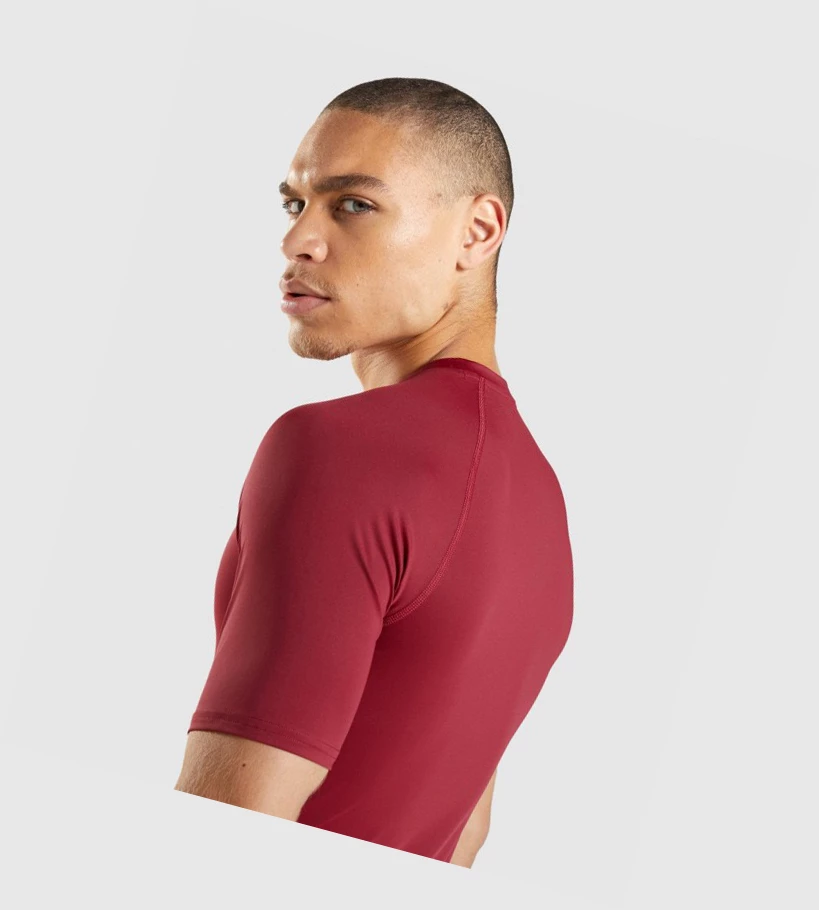 Camiseta Gymshark Element Baselayer Hombre Vino | LVJTEPF-94