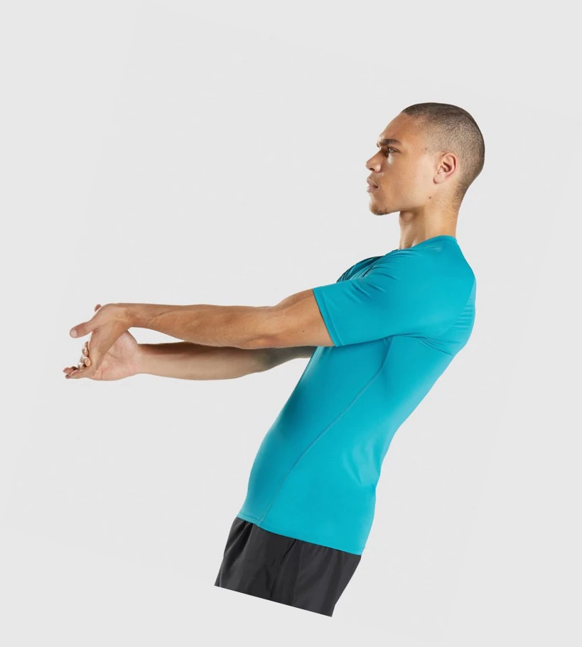 Camiseta Gymshark Element Baselayer Hombre Azules | MKNQLJV-43