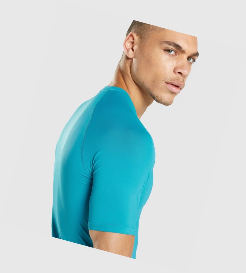 Camiseta Gymshark Element Baselayer Hombre Azules | MKNQLJV-43