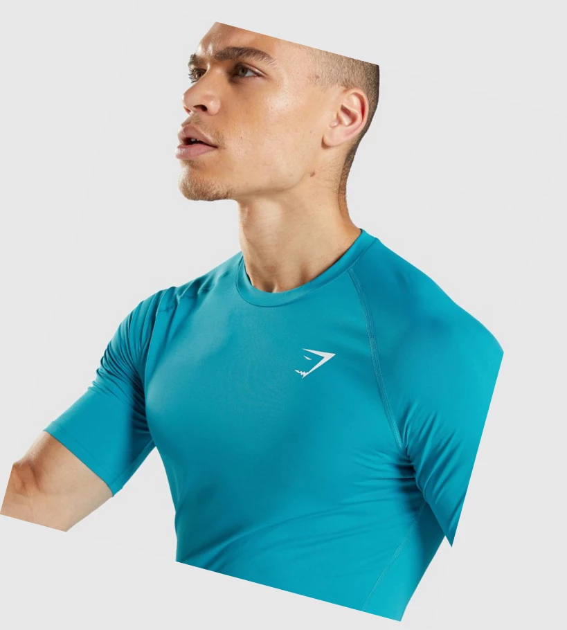 Camiseta Gymshark Element Baselayer Hombre Azules | MKNQLJV-43