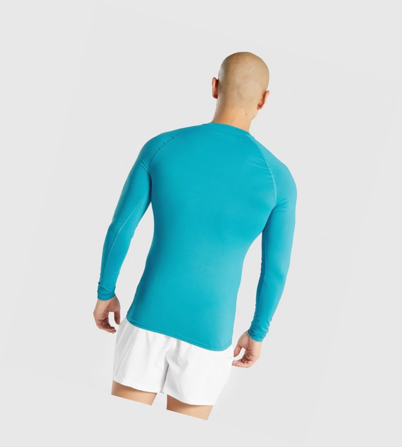 Camiseta Gymshark Element Baselayer Hombre Azules | OUKZWNC-25