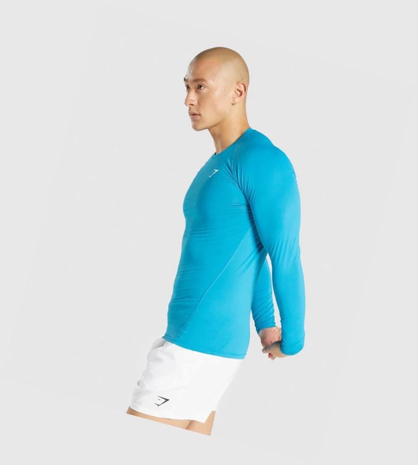 Camiseta Gymshark Element Baselayer Hombre Azules | OUKZWNC-25