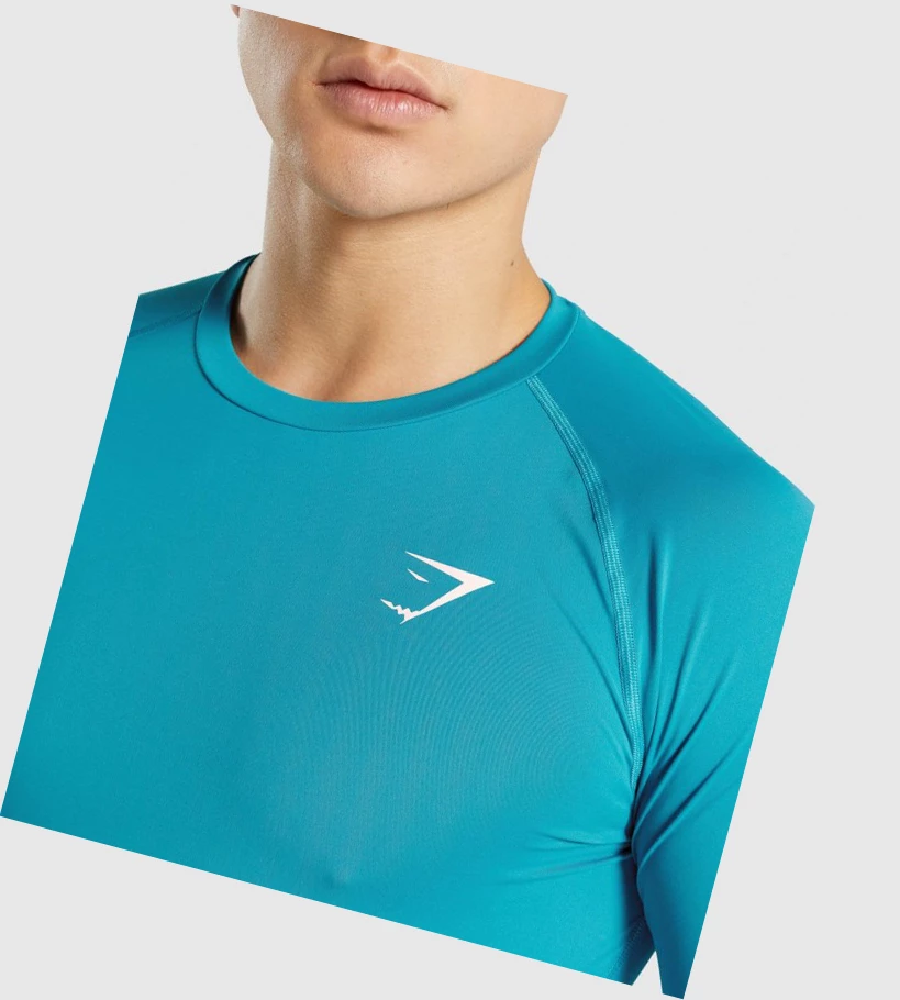 Camiseta Gymshark Element Baselayer Hombre Azules | OUKZWNC-25