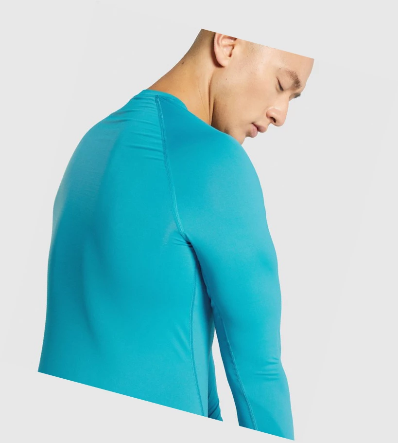 Camiseta Gymshark Element Baselayer Hombre Azules | OUKZWNC-25