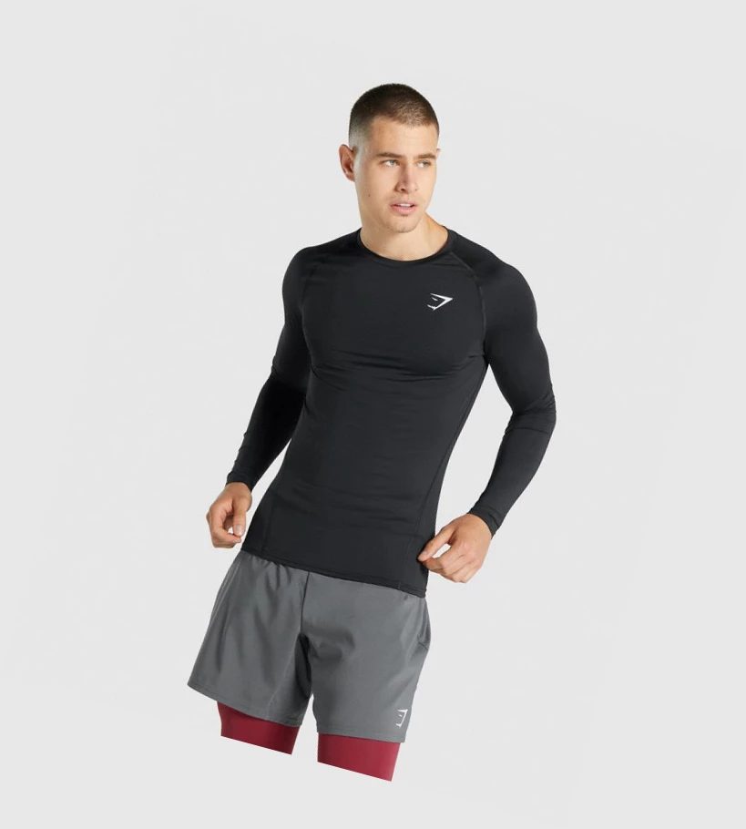 Camiseta Gymshark Element Baselayer Hombre Negros | OWCETNI-37