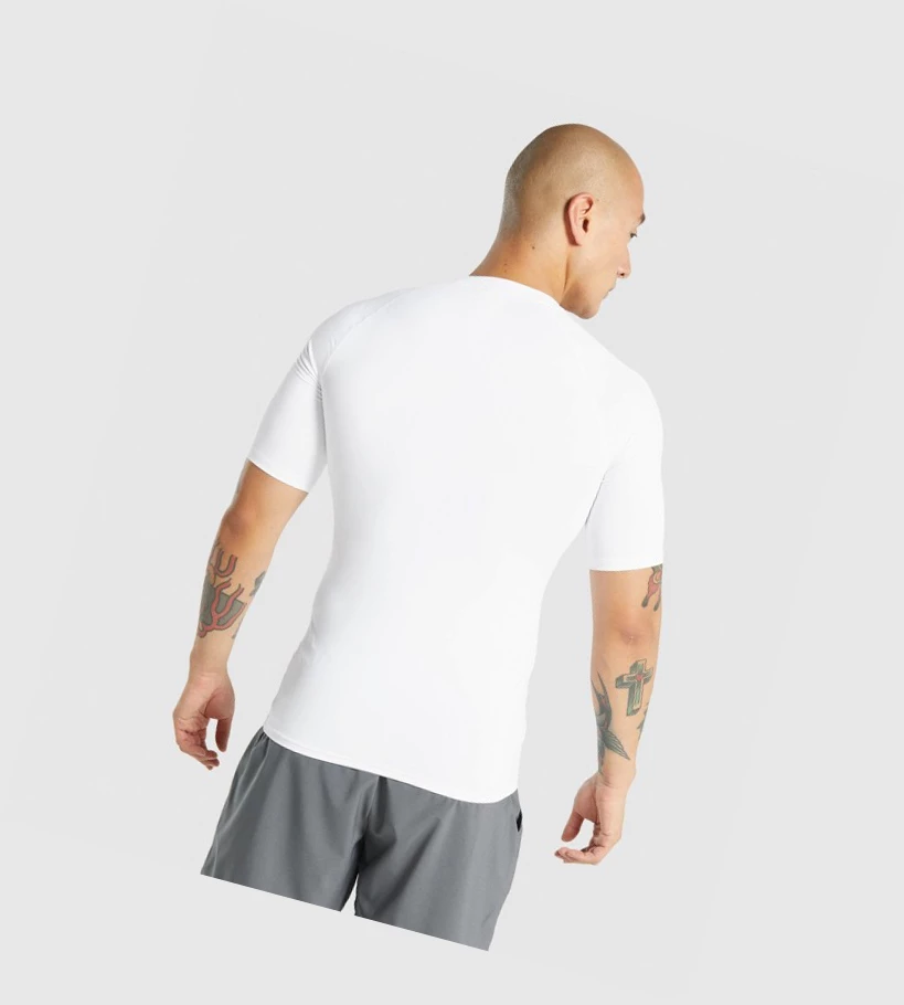 Camiseta Gymshark Element Baselayer Hombre Blancos | PIUJMXH-94