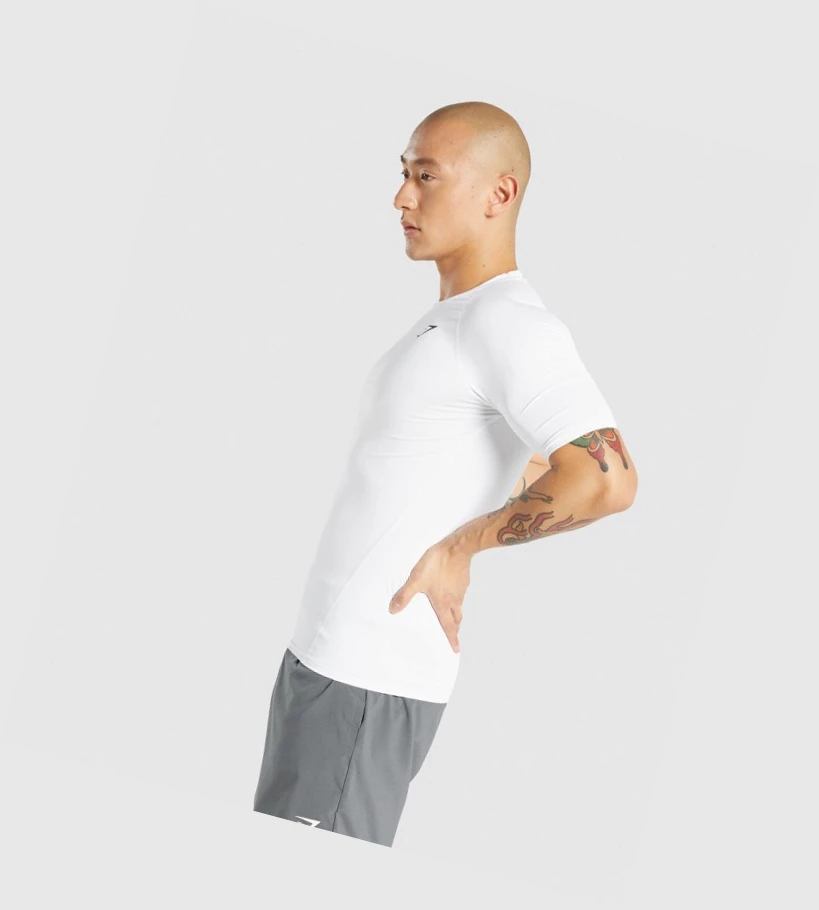 Camiseta Gymshark Element Baselayer Hombre Blancos | PIUJMXH-94