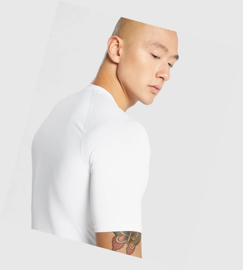 Camiseta Gymshark Element Baselayer Hombre Blancos | PIUJMXH-94