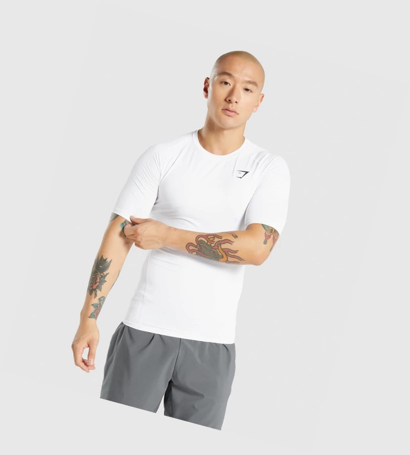 Camiseta Gymshark Element Baselayer Hombre Blancos | PIUJMXH-94