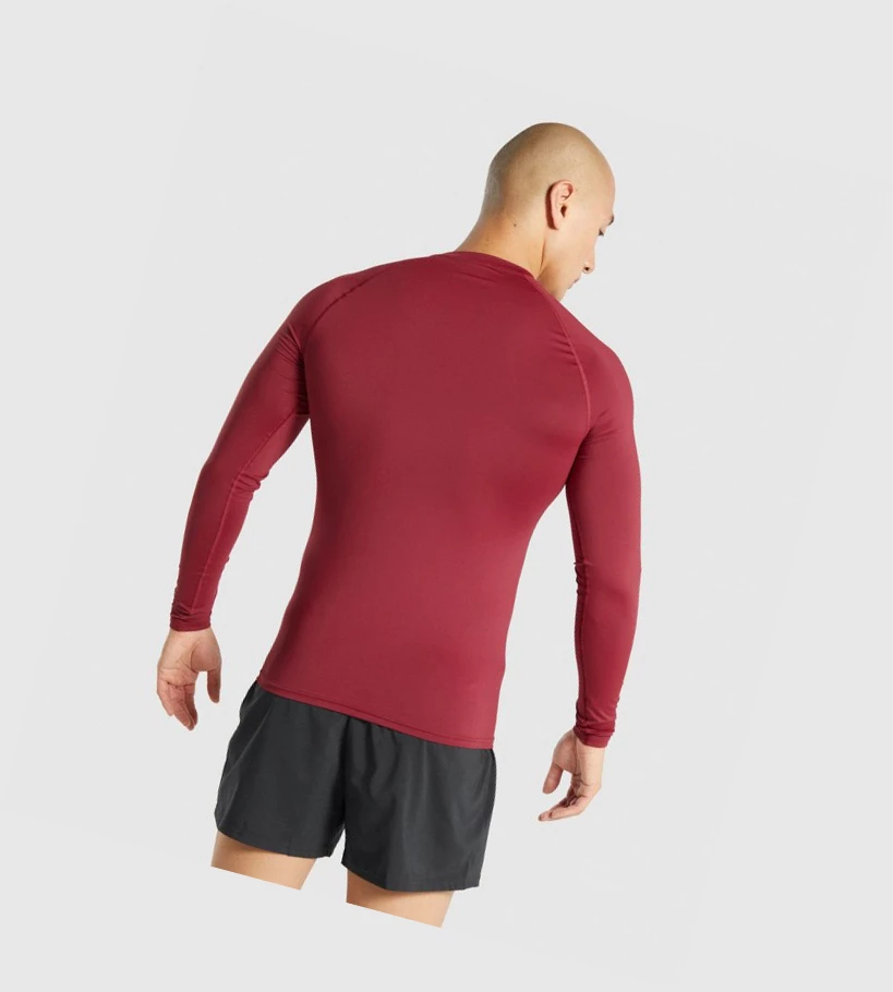 Camiseta Gymshark Element Baselayer Hombre Vino | SAJHXKP-82