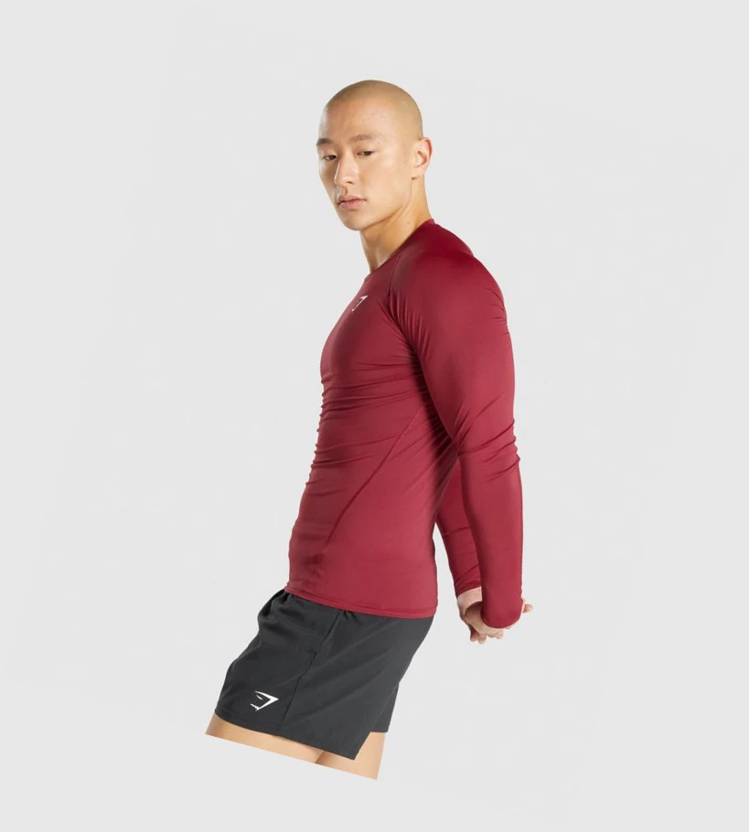 Camiseta Gymshark Element Baselayer Hombre Vino | SAJHXKP-82