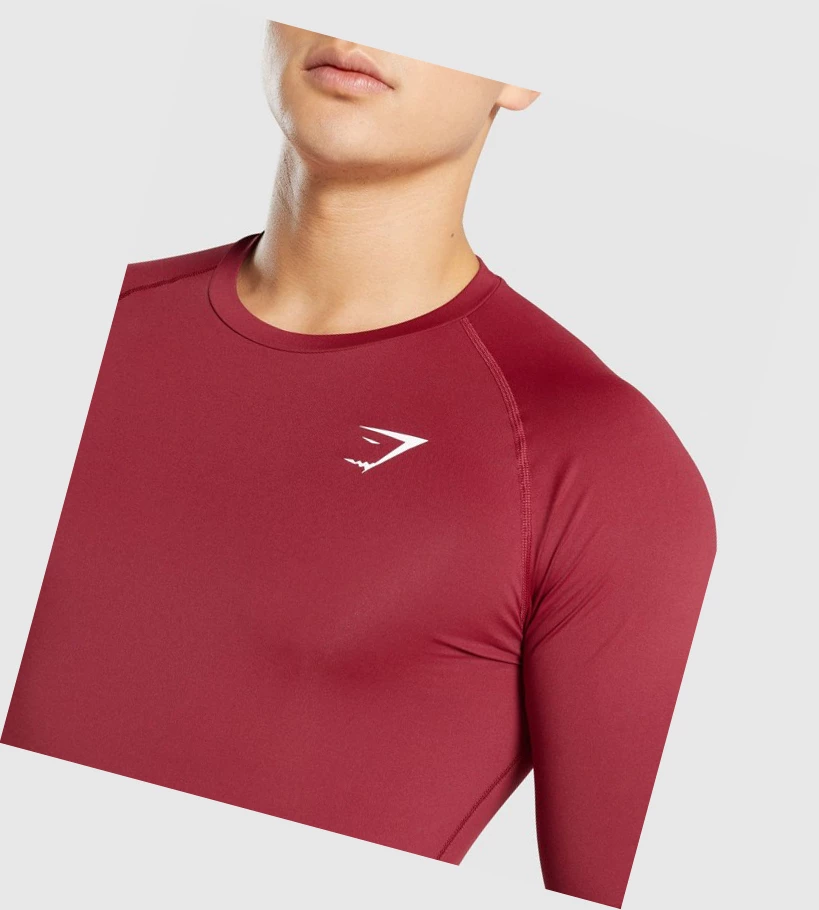 Camiseta Gymshark Element Baselayer Hombre Vino | SAJHXKP-82