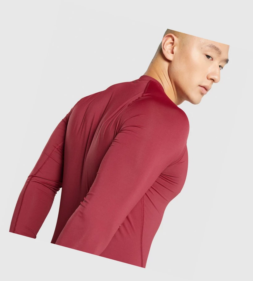 Camiseta Gymshark Element Baselayer Hombre Vino | SAJHXKP-82