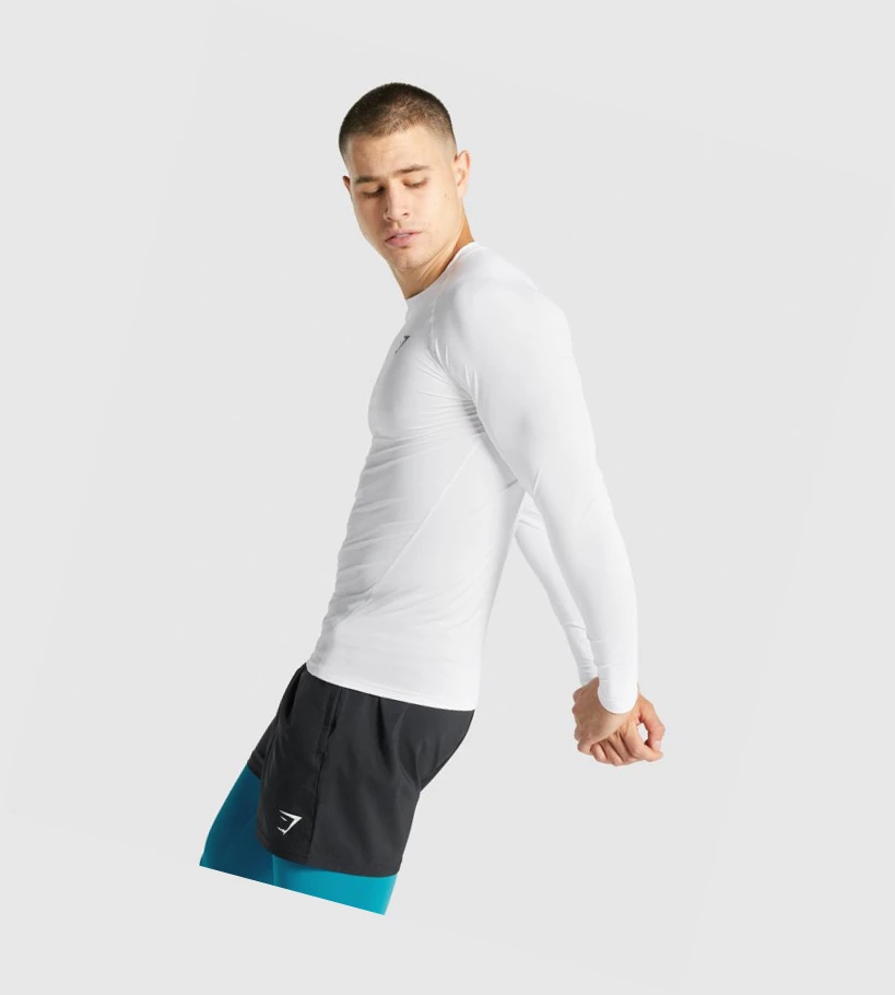 Camiseta Gymshark Element Baselayer Hombre Blancos | WGVYAPN-42