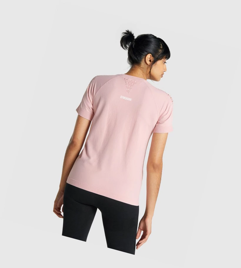 Camiseta Gymshark Energy Seamless Mujer Rosas Claro | EUCVZAS-65