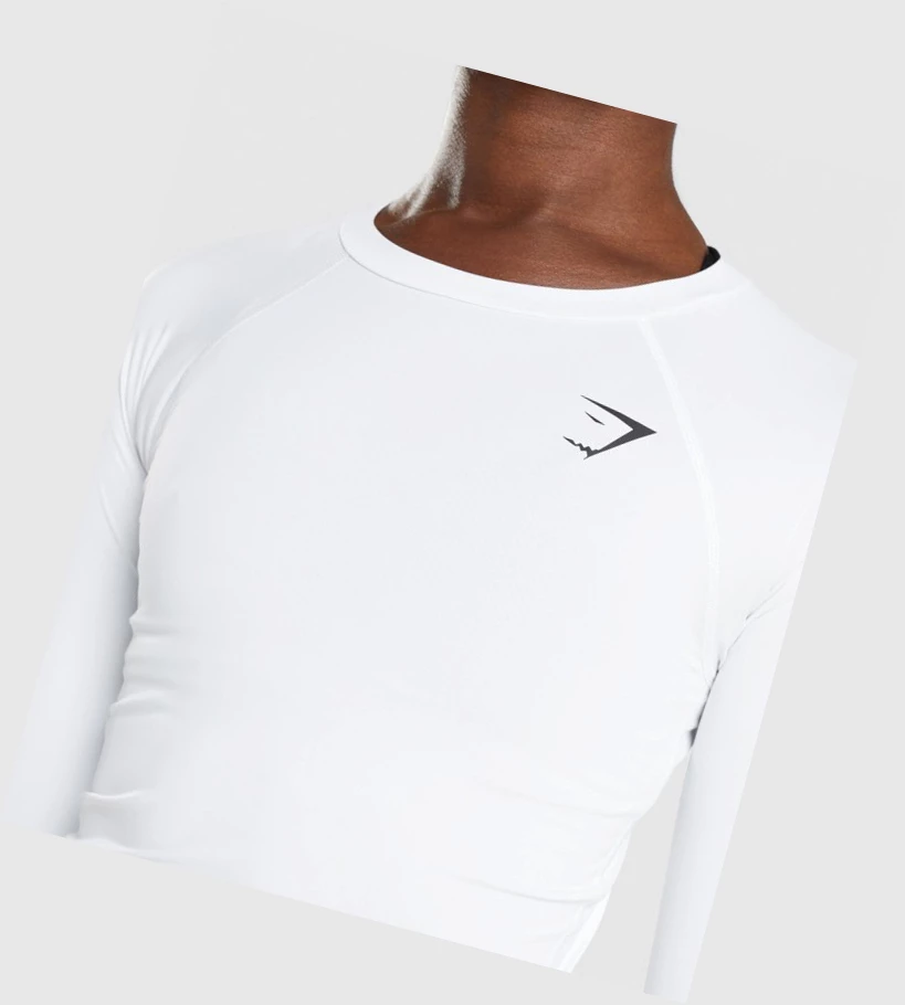 Camiseta Gymshark Entrenamiento Baselayer Top Mujer Blancos | GULOHEP-07