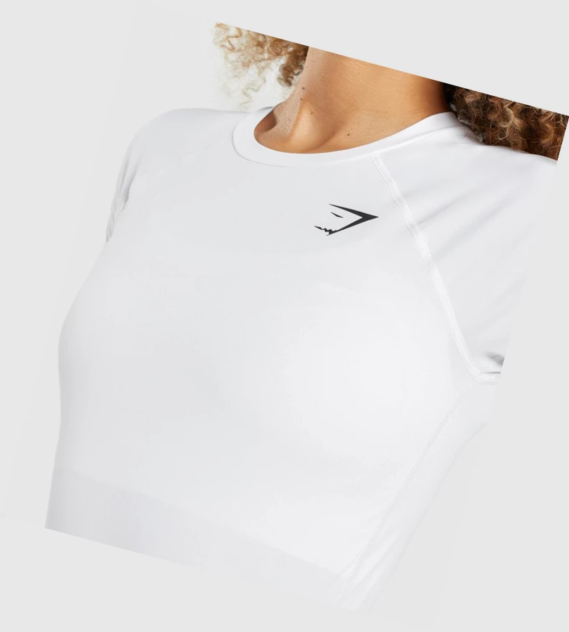 Camiseta Gymshark Entrenamiento Baselayer Mujer Blancos | SKUBGRI-70