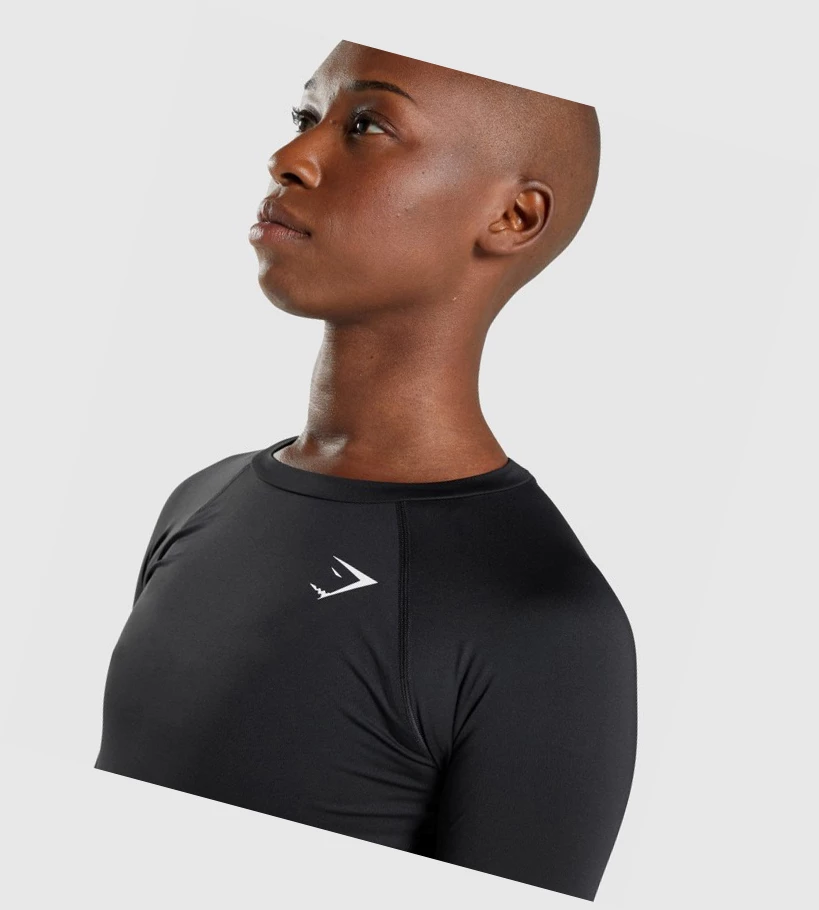 Camiseta Gymshark Entrenamiento Baselayer Top Mujer Negros | VKOHJQN-45