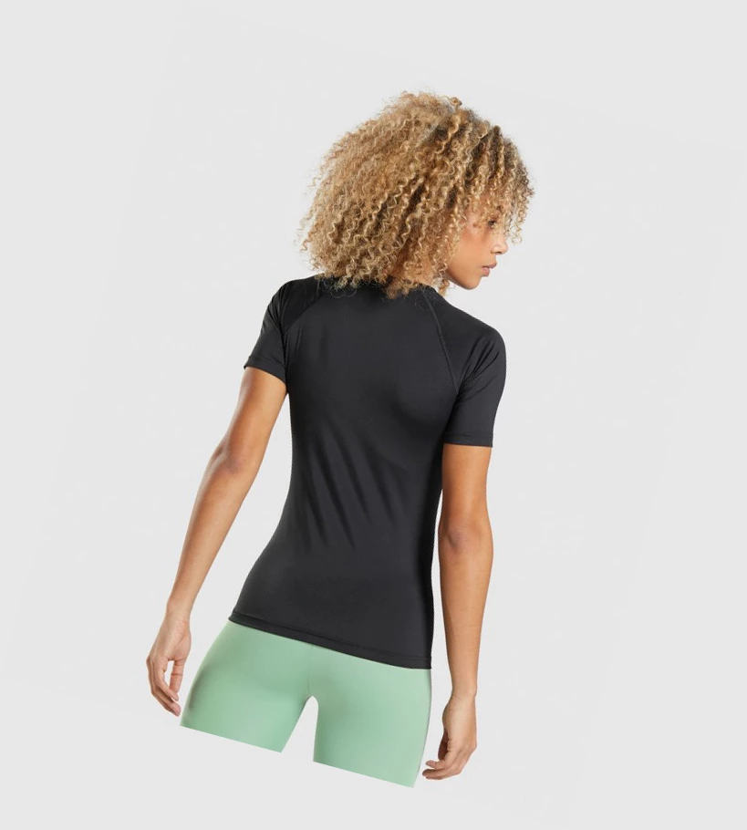 Camiseta Gymshark Entrenamiento Baselayer Mujer Negros | XFVKCEG-83