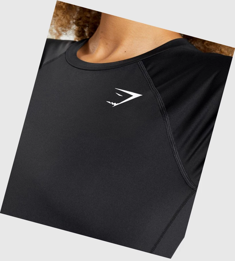 Camiseta Gymshark Entrenamiento Baselayer Mujer Negros | XFVKCEG-83