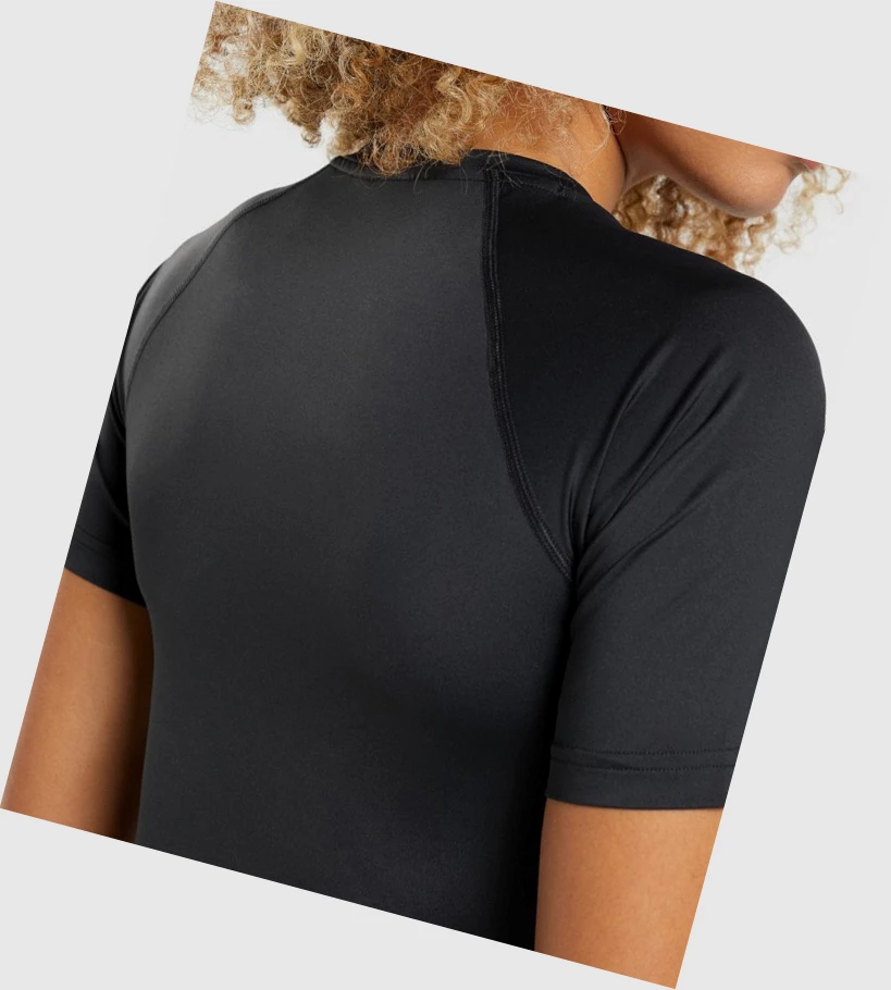 Camiseta Gymshark Entrenamiento Baselayer Mujer Negros | XFVKCEG-83