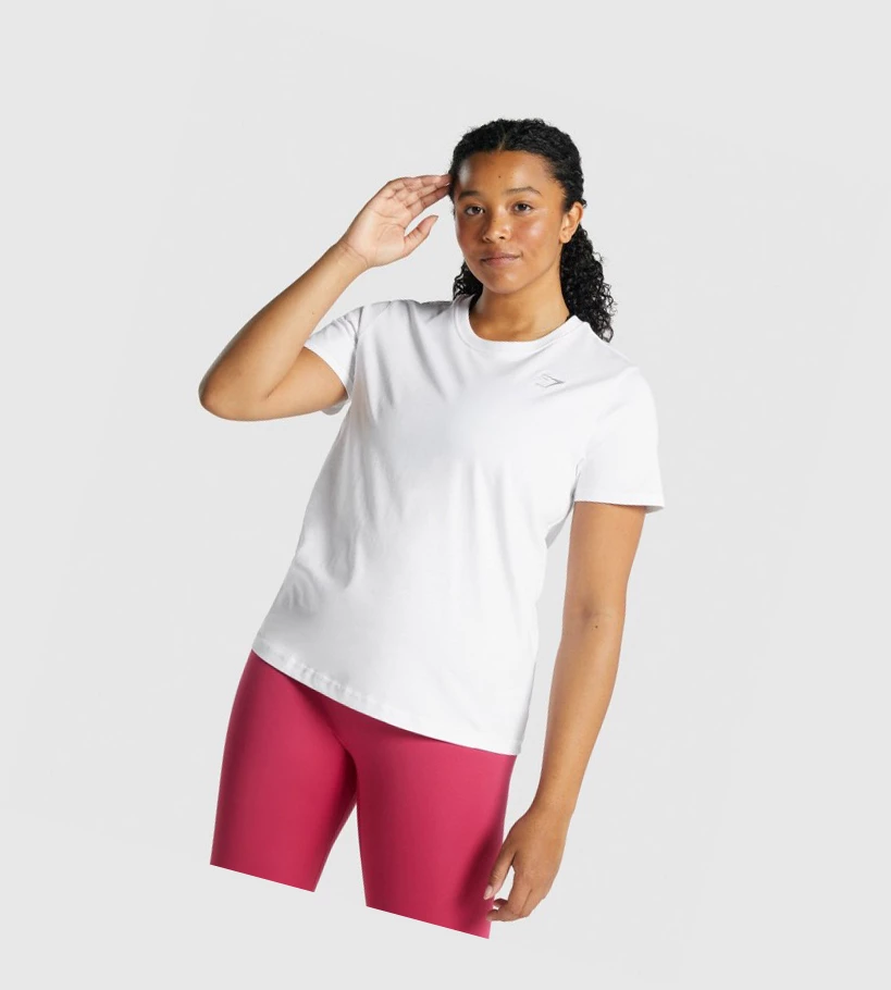 Camiseta Gymshark Entrenamiento Basic Mujer Blancos | TZLRXOU-53