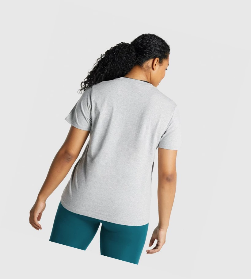 Camiseta Gymshark Entrenamiento Basic Mujer Grises Claro | ZUNQTML-05