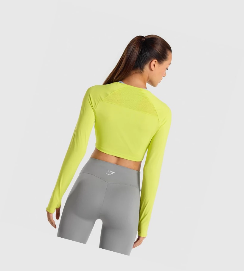 Camiseta Gymshark Entrenamiento Crop Top Mujer Amarillos | MDHZVWB-34