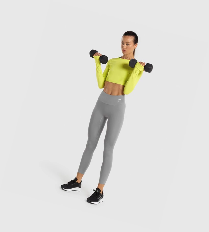 Camiseta Gymshark Entrenamiento Crop Top Mujer Amarillos | MDHZVWB-34