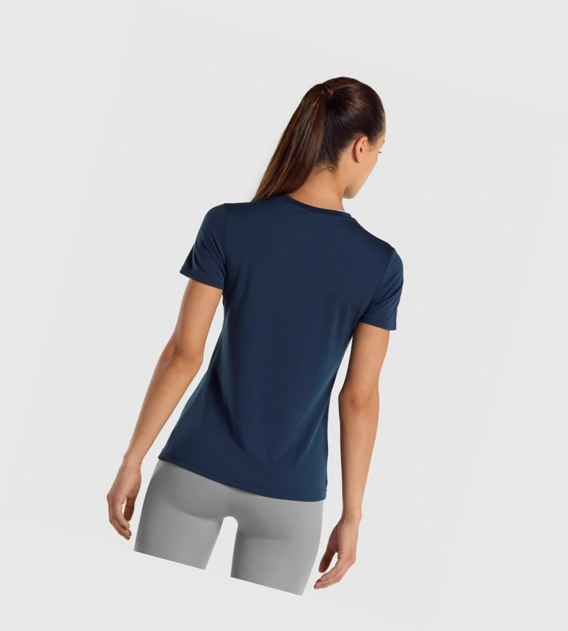 Camiseta Gymshark Entrenamiento Mujer Azul Marino | RTAOUKW-20